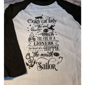 New CRAZY CAT LADY baseball shirt‎